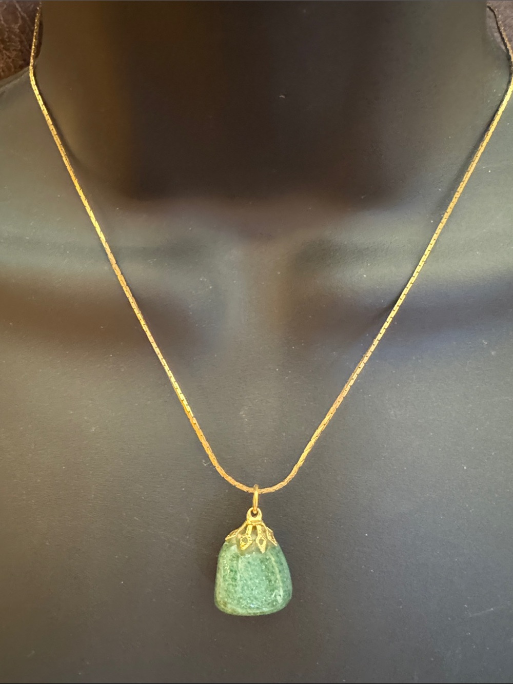 Stanley Gold-Tone Necklace with Green Pendant